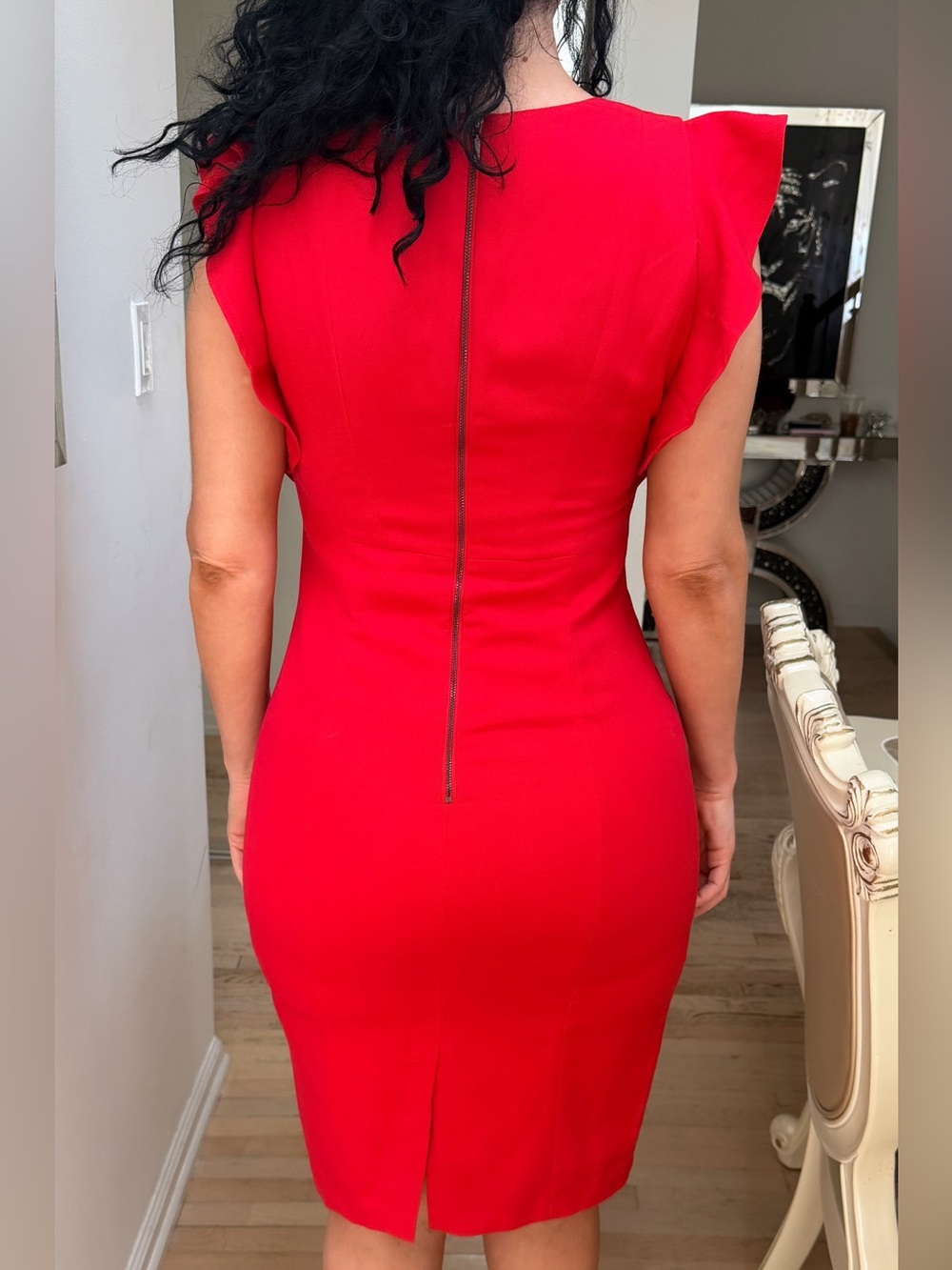 XOXO Red Flutter Sleeve Midi Dress | Size 9/10 - Picture 3 of 3